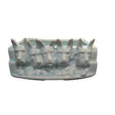VTG McCoy Pottery Aqua Blue 5 Scottie Dogs Fence Planter Mid Century Cottagecore picture