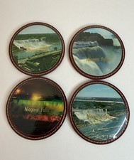 Four Vintage Niagara Falls, Canada Faux Leather Drink Coasters Pre-Owned picture