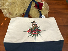 Disneyland Mickey Mouse 40 Years of Adventures Large Canvas Tote Bag Blue/Beige picture