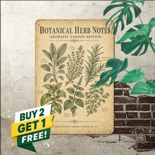 vintage botanical herb chart aged parchment background hand picture
