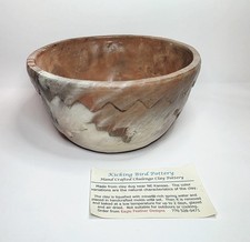 Cherokee 6.25” Handmade Kicking Bird Pottery Artist Signed Marbled Clay Bowl picture