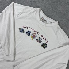 Vintage 90’s Walt Disney World 4 Parks Long Sleeve Shirt Size Large White picture