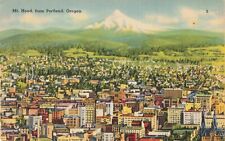 Portland OR Oregon, Mount Hood & City Skyline, The Rose City, Vintage Postcard picture