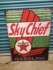 Vintage Tin Texaco Sky Chief Gasoline Sign 30“ X 40“ 1940's Reproduction picture
