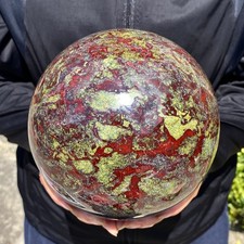 13.97LB Natural dragon blood stone quartz sphere crystal ball reiki healing picture