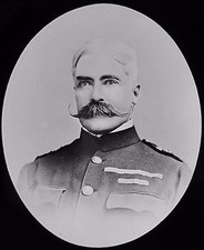 Glass Magic Lantern Slide PORTRAIT OF SOLDIER WITH MAGNIFICENT MOUSTACHE C1890 picture