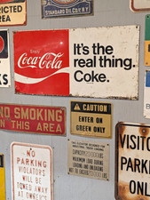 VINTAGE COCA-COLA ENJOY COCA-COLA IT'S THE REAL THING COKE METAL SIGN picture