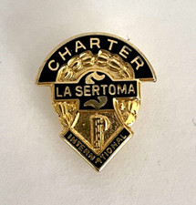 La Sertoma International Charter Member Tie Tack Lapel Hat Pin Blue & Gold picture