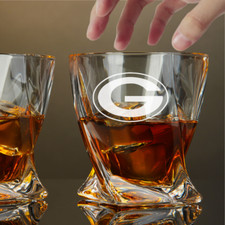 Custom Engraved Green Bay Packers Whiskey Glass – 10 oz Twisted Rocks Glass picture