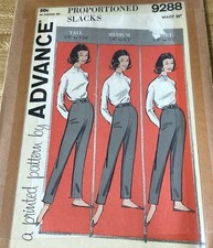 Vtg 1960's Advance 9288 Proportioned Slacks Sewing Pattern Women Waist 26” picture