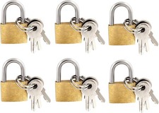 6 Pieces Mini Locks with Keys, Small Solid Brass Padlock Suitcase Locks for Lugg picture