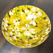 Vtg MCM Floral Melamine Fiberglass Bowl 11” Retro 60s Mod Groovy Dopamine Decor picture