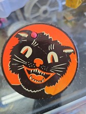 1940s Vintage Kirchhof Halloween Black Cat  Noisemaker Tin Litho Works  picture