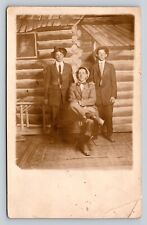 RPPC Boys in Suits Pose in Front of Cabin Screen VNTG Postcard NOKO 1907-1920s picture