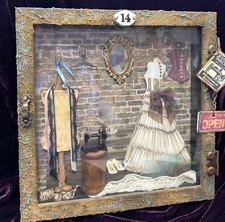 Victorian Style 3D Shadow Box Dress Maker Alterations Glass 10” EUC picture