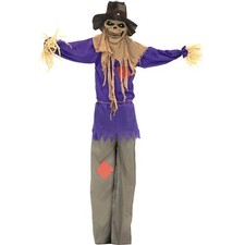 Haunted Hill Farm 6 ft Standing Halloween Scarecrow Yard Decoration with LED picture