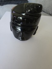 Vintage Hand Carved Aztec or Mayan Warrior Emperor Black Obsidian or Onyx Stone picture