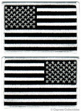 LOT of 2 AMERICAN FLAG EMBROIDERED PATCH iron-on BLACK USA UNITED STATES subdued picture