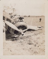 WW2 US Army Fw 190 Plane Wreck France GI Inspects 1944 - Original Photo picture