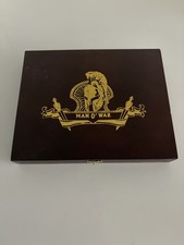 Man O’ War Double Toro Empty Wooden Cigar Box 10 Count Nicaragua Gold Logo picture