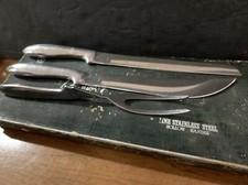 vintage Mid Century Stainless steel carving set 3 piece box Knife Carving Fork picture
