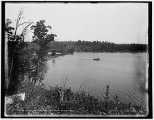 Photo:Beaver Dam Lake Camp Dixon Wisconsin c1890 Distant View Boat picture