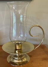 Vintage Baldwin Solid Brass Hurricane Candle Holder 14”x10”x8” Forged In America picture