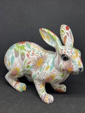 NEW Vintage Easter Floral Bunny Rabbit Resin Spring Decor picture