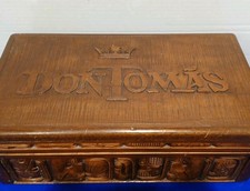 Don Tomas Store Display Cigar Box Carved Rare Vintage Large Wooden 17 X 9 picture