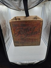 ANTIQUE FATHER JOHNS MEDICINE LOWELL MASS U.S.A. WOOD ART BOX SINCE 1855 CANADA picture