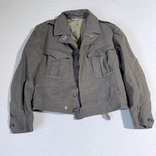 Vintage WWII Military Ike Jacket Size 40S Green Patches Air Force Wool US picture