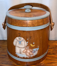 Vintage Firkin/Sugar wood bucket, lid & handle by Basketville in Putney, Vermont picture