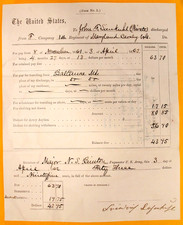 1862 Civil War Union Pay Voucher 1st Maryland Cavalry Soldier Document Autograph picture
