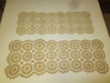 2 Unused HAND CROCHETED NATURAL Cotton RUNNERS SCARVES - 14