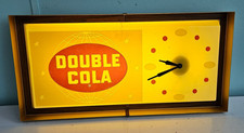 Vtg 50s Double Cola Lighted Sign Electric Clock Advertising Soda Pop FLAWS READ picture