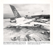 British Caledonian McDonnell Douglas DC-10 Texas Gatwick Airport Vtg Mag Cutout picture