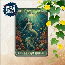 vintage mermaid ocean themed tin metal signs home picture
