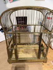 Antique Ornate Genykage Brass Art Deco Birdcage Glass Panels Etched picture