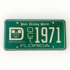 π° Vintage 1971 Walt Disney World Oct Opening License Plate Excellent Rare π β¨ picture