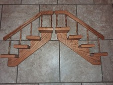 2 Vtg Solid Oak Staircase Wall Shelves 17