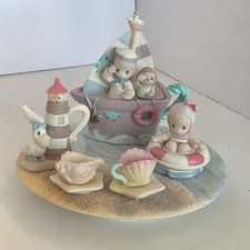 Vintage Precious Moments Mini Sand Castle Beach Child Tea Set with Display Tray picture