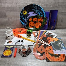 Vintage Halloween Party Lot Decorations Treat Bags Plates Napkins NOS picture