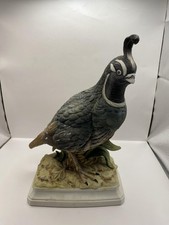 Vintage Royal Crown California Quail Porcelain Bird Figurine Signed J Byron picture