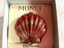 Monet Red & Tan Seashell Trinket Box NIB picture