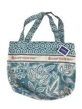 Sears Department Store Canvas Tote Shopping Bag Floral Aqua/Blue/Beige picture