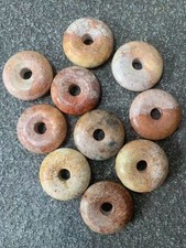 10Pcs Wonderful Chinese Old Jade Hand Carved Safety Disc 2Faces Pendants picture