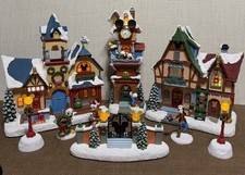 Disney Illuminated & Musical Holiday Village With Working Lights & Music &Clock picture