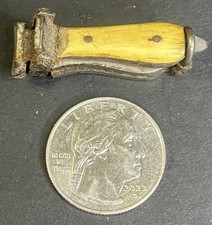 Antique Vintage Miniature Nail Clippers Bone Handle No Maker Marked picture