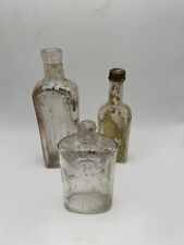 Lot Of 3 Vintage Clear Glass Medicine Bottles  picture