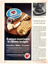 1972 PRINT AD, The Laughing Cow Unique Experience In Cheese Wedges 70's Food Ad picture